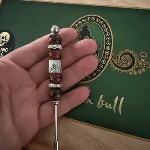 Handcrafted Red Tiger Eye Beaded Cigar Nubber W/ Masonic Square, Poker